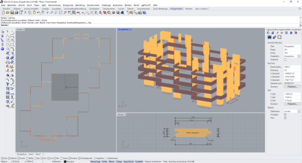Copie d’écran de la représentation visuelle: planification paramétrique de revêtement de façade en bois